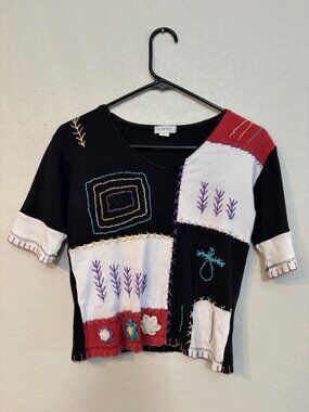 Artsy Topaz Y2K Vintage Hippie Boho Patchwork Embroidery Too Sz Small